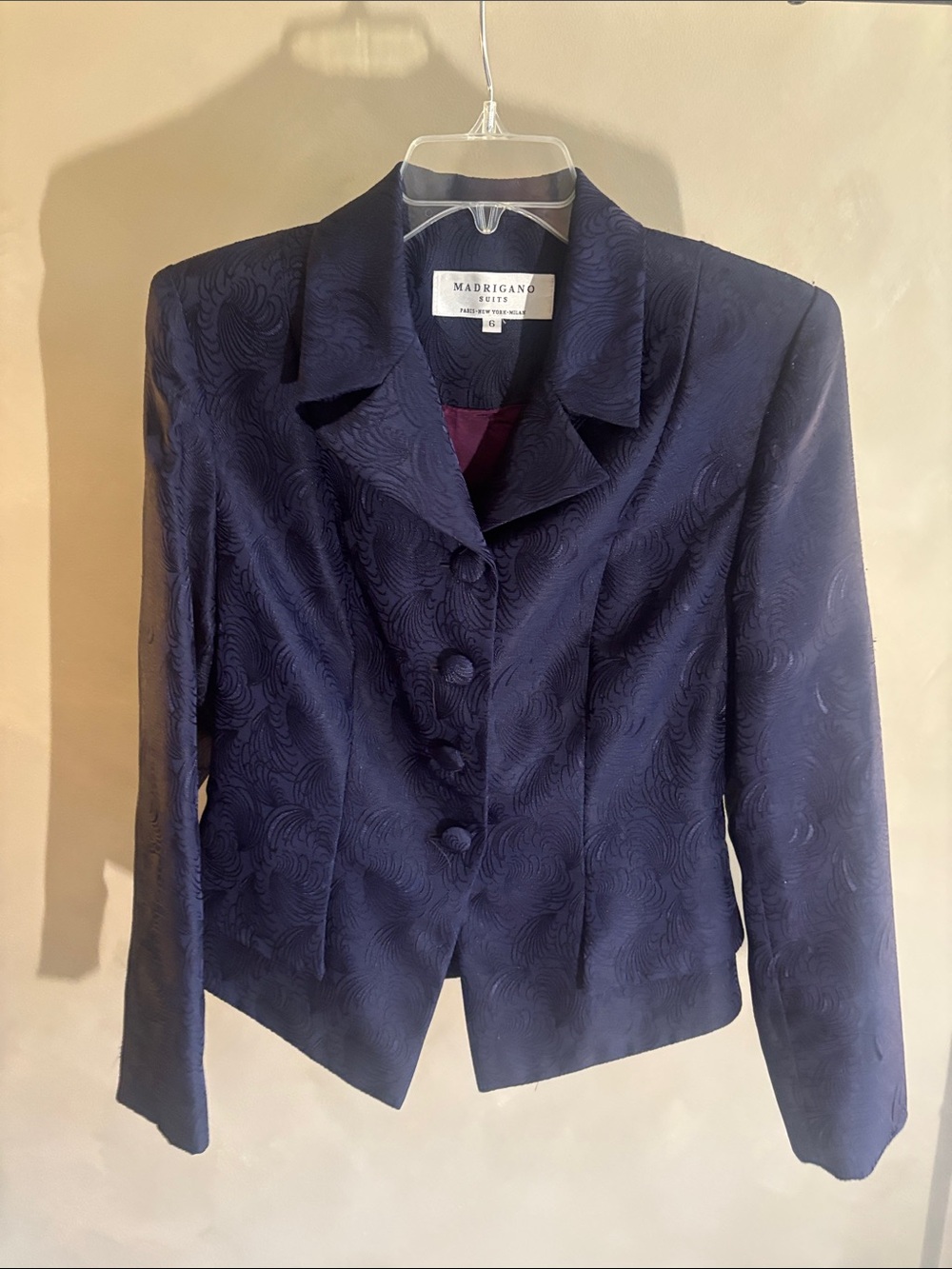 Navy Textured Button-Front Blazer